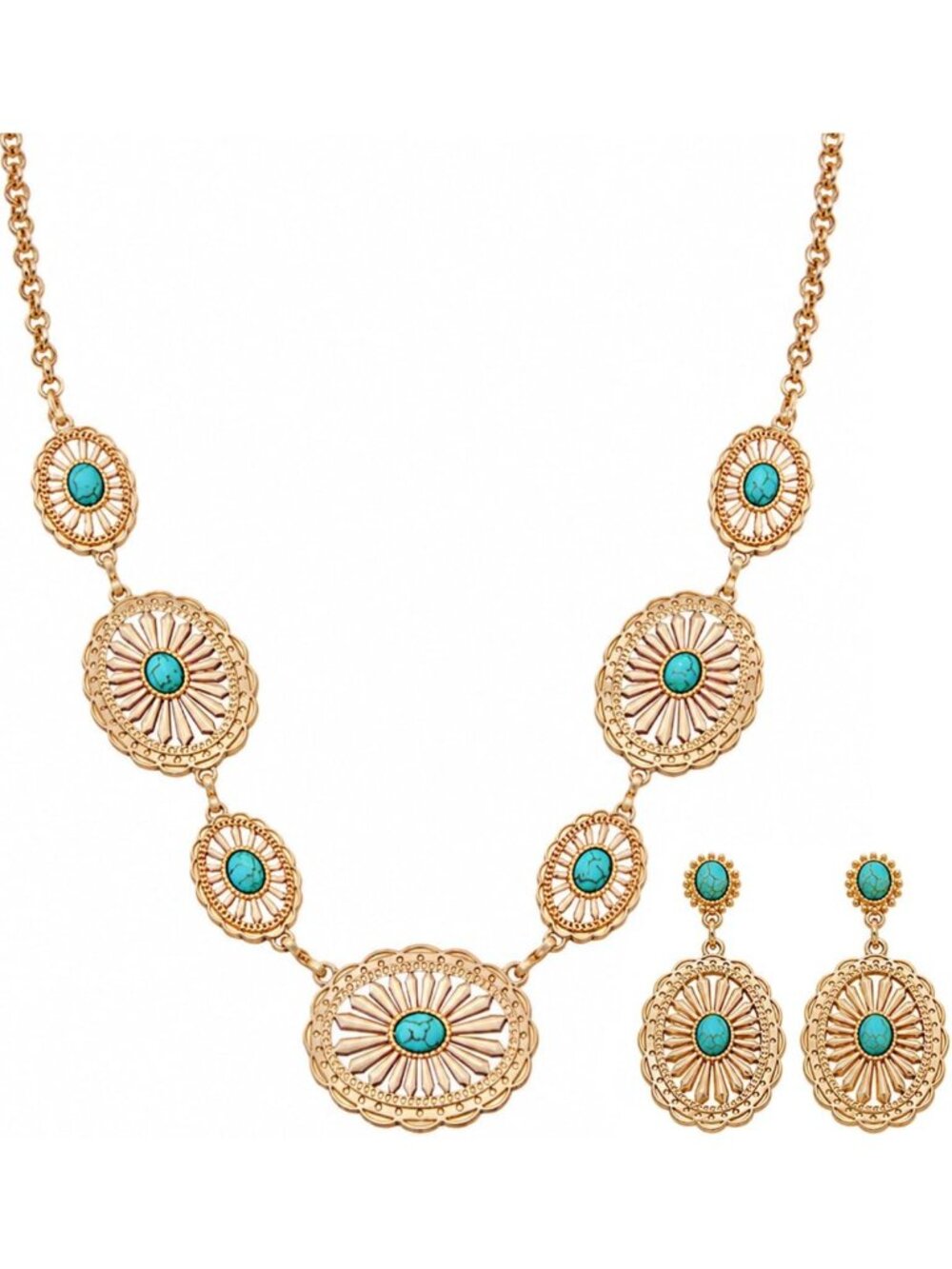Cowgirl Jewelry Set for Women - Western Necklace & Earrings, Rustic Style